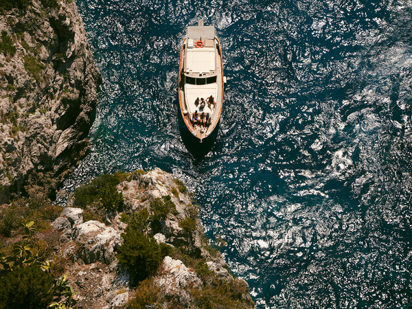 Friends On A Boat, Capri, Arial view of boat, Josh Welch Photography